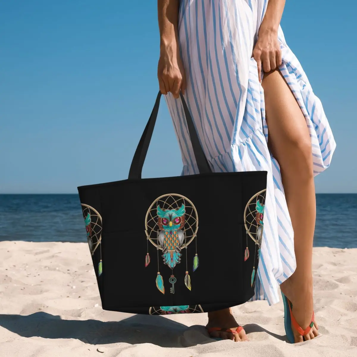 

Native Mandala Owl American Beach Tote Bag Sport Gym Yoga Duffle Large Tote Bag Women Travel Bag Fitness bag