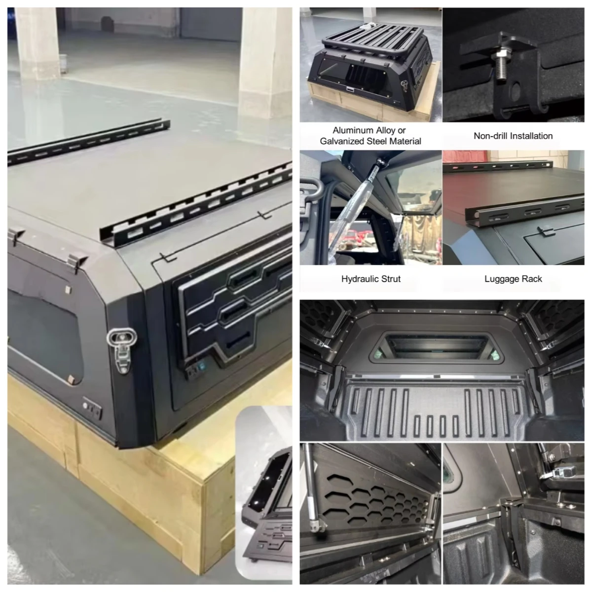 

Oem Pickup Sport Bed Smart Cap Ute Tray Camping Shell Truck Topper Aluminum Alloy Hardtop Canopy for Byd Shark 6