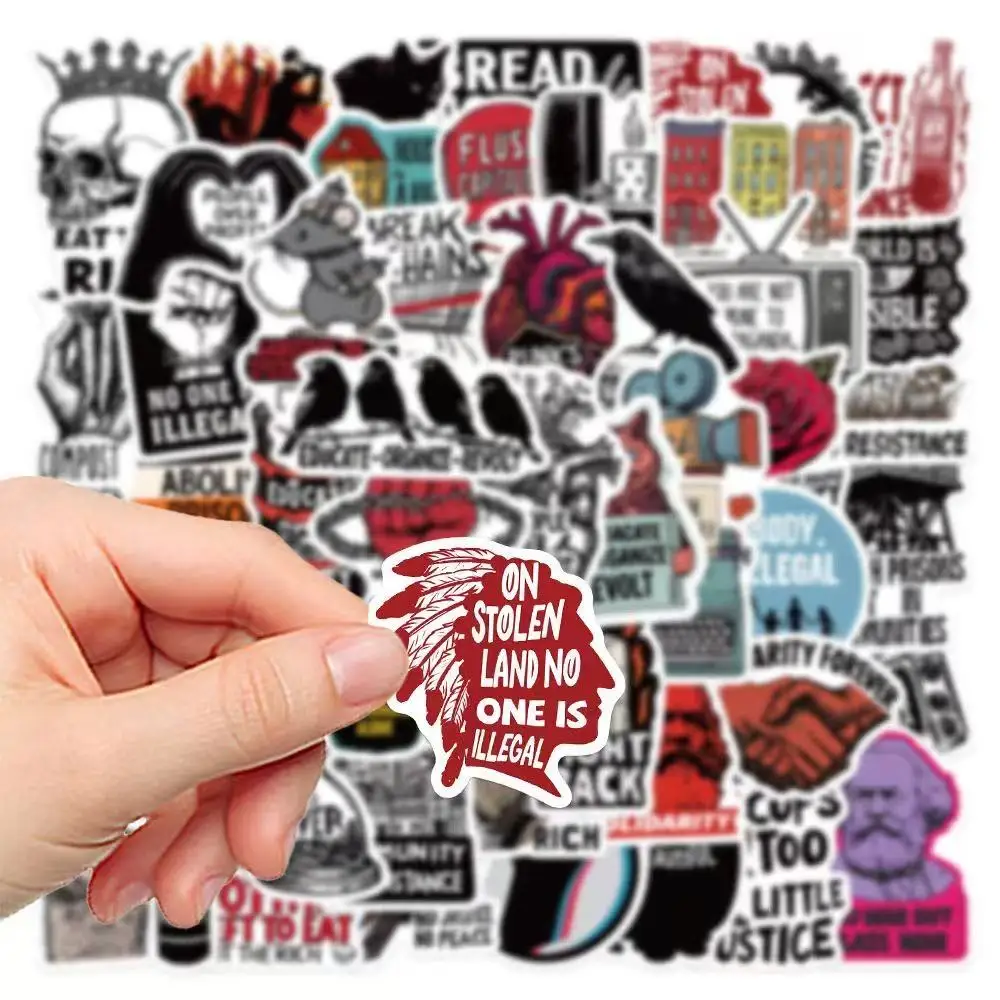 10/30/52Pcs Activist Stickers, Niche Ins Style Painted English Pattern Decals, DIY Creative Decor Personalized Graffiti Stickers