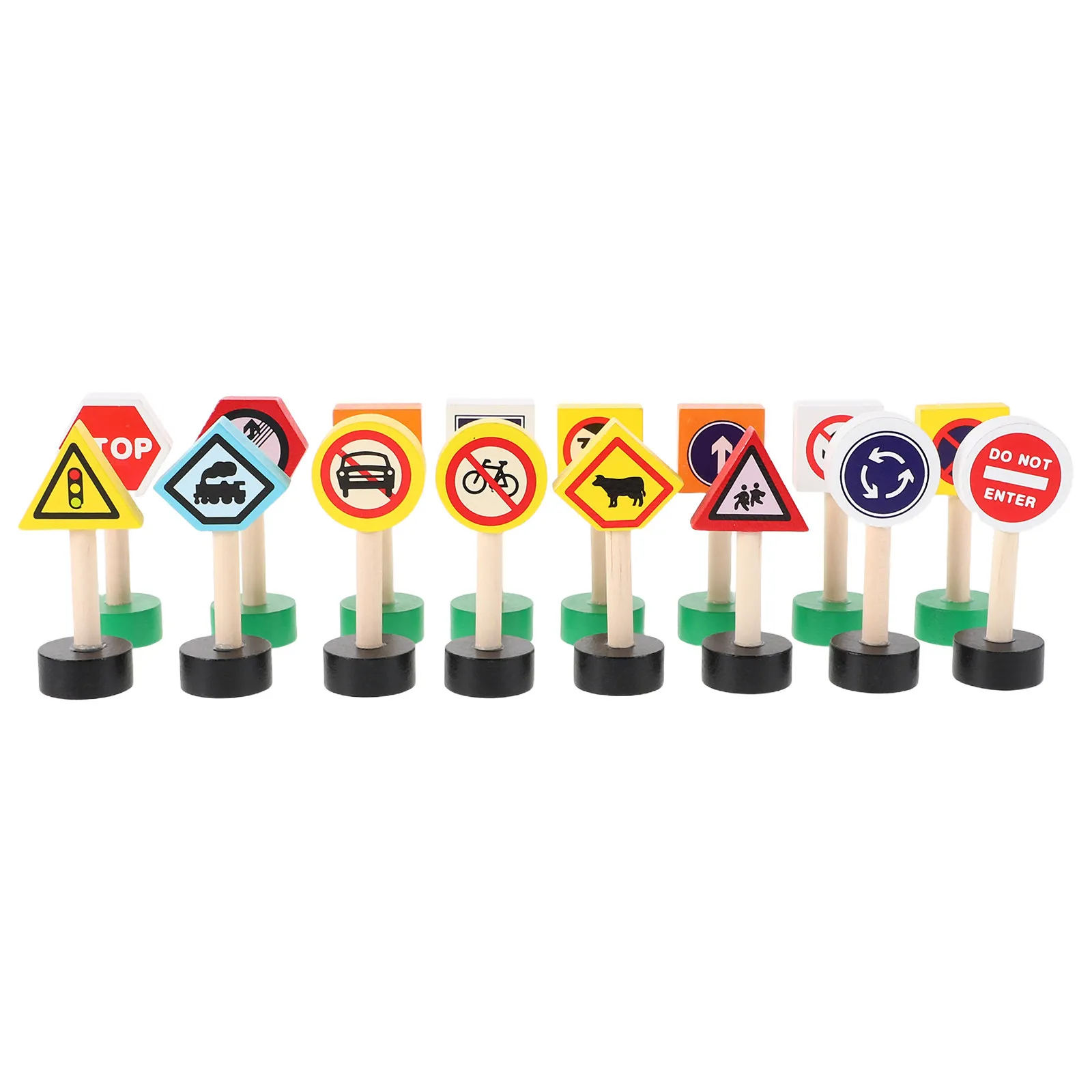 

16Pcs Wooden Traffic Signs for Kids Interactive Learning Tool Preschool Road Safety Education Playset Creative Teaching Resource