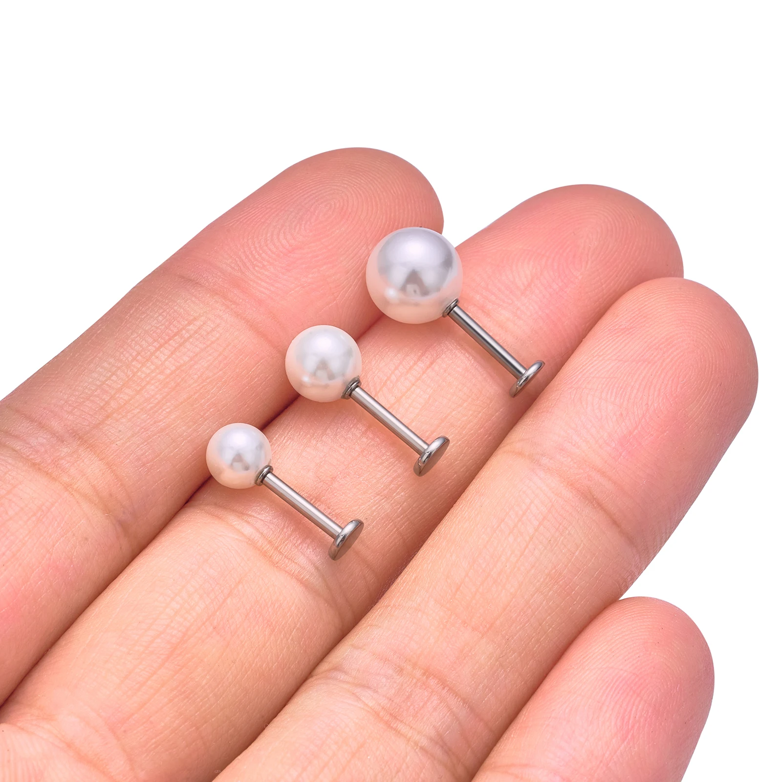 ASTM F136 Titanium Pearl Earri - Flat Back Labret Stud ulasan dan harga