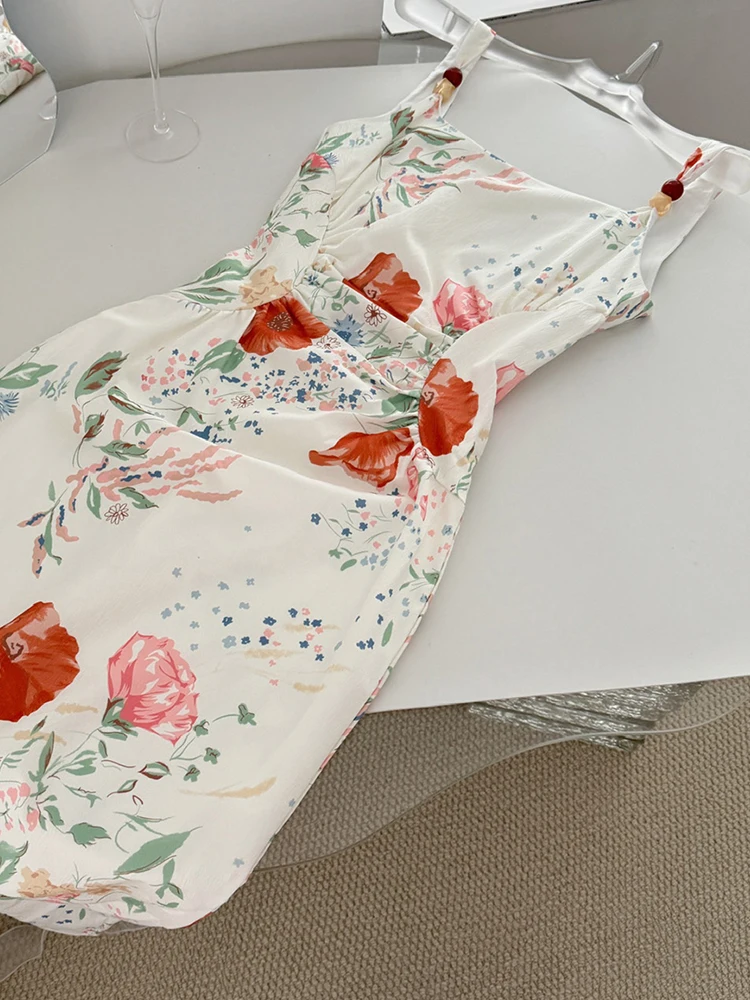 Robe longue florale vintage pour femme, robes à carreaux coréennes, robe de soirée, robe de Rhde luxe, robe de soirée une pièce, vieux argent, été