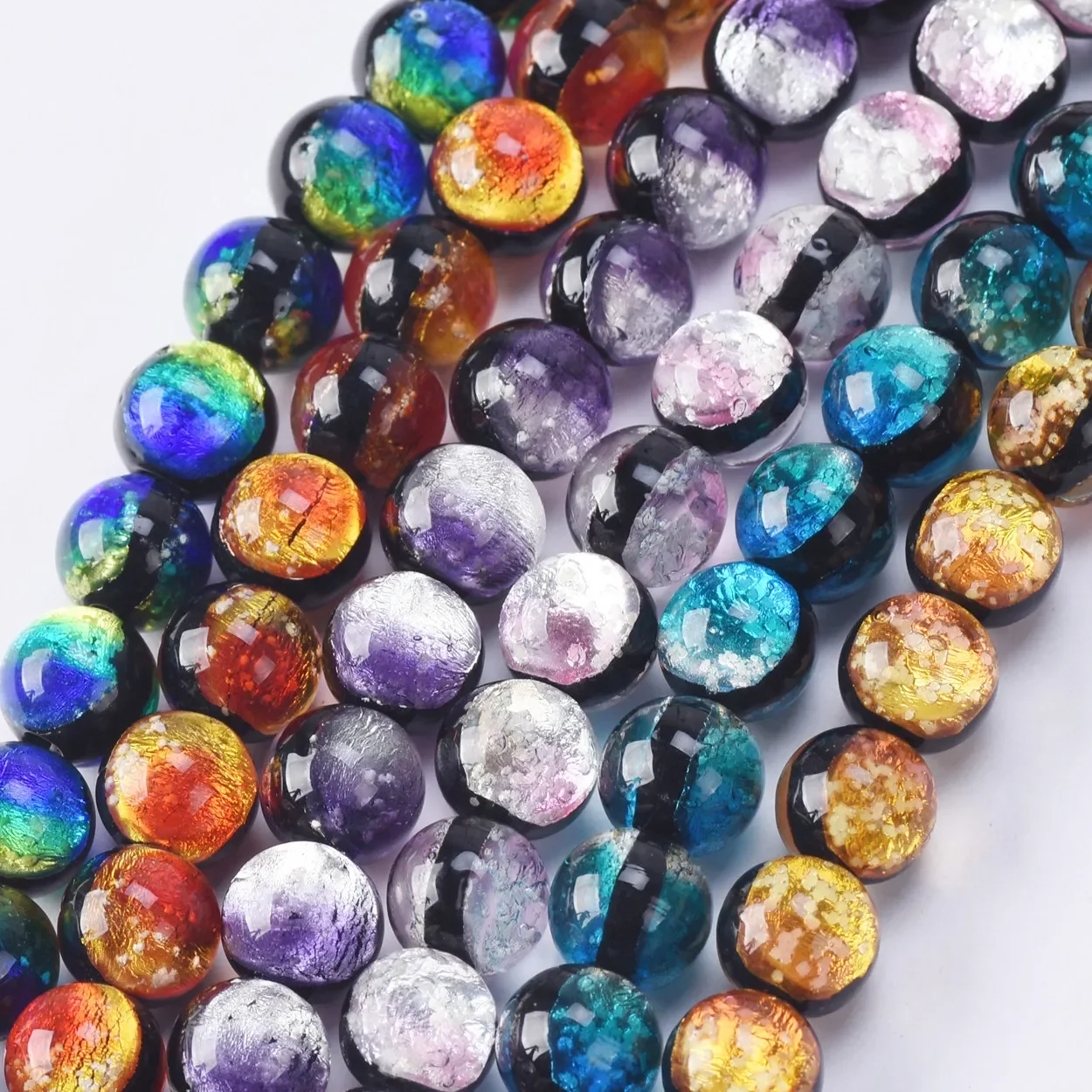 

5pcs Round Luminous 8mm 10mm 12mm Two-sided Handmade Lampwork Glass Loose Beads for Jewelry Making Supplies DIY Crafts Findings