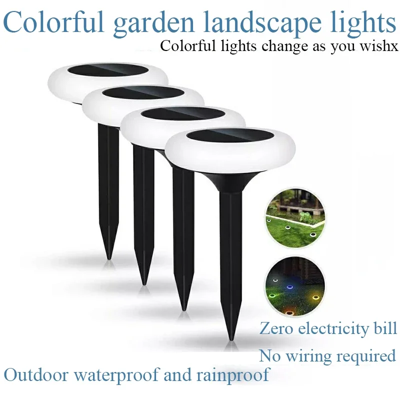 Solar Garden Lights Waterproof Lawn Lights Decorative Lamps Courtyard Landscape Lights Colorful Gradients and Fixable Colors