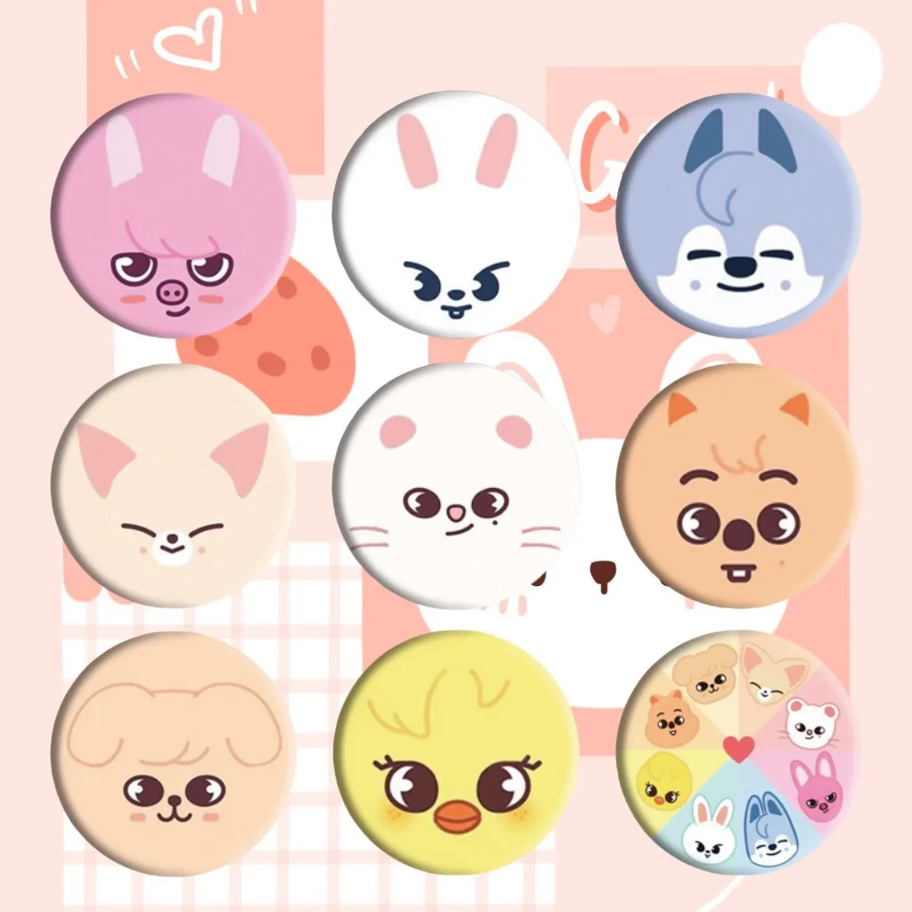 

SKZOO 58mm Cartoon Cute Badge Stray Kids Circle Bar Brooch Tinplate Badge Bag Clothes Pendant Fans Couple Holiday Gifts