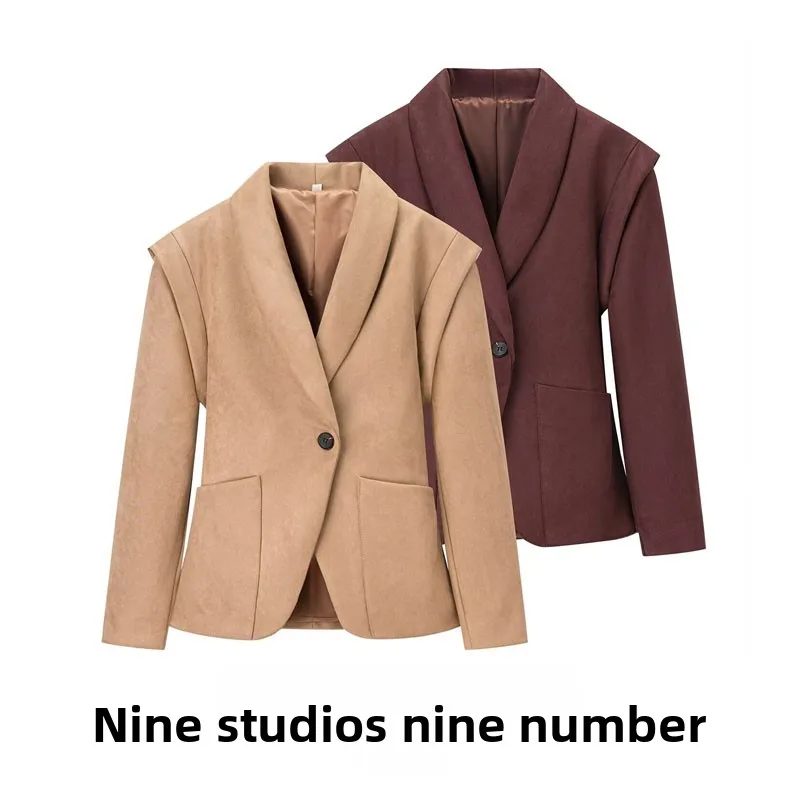 

Ele Long Sve Leather Jaet Women's Tailored Suit Vest Slim Fit Waist Cinched One Button Closure Casual Sle