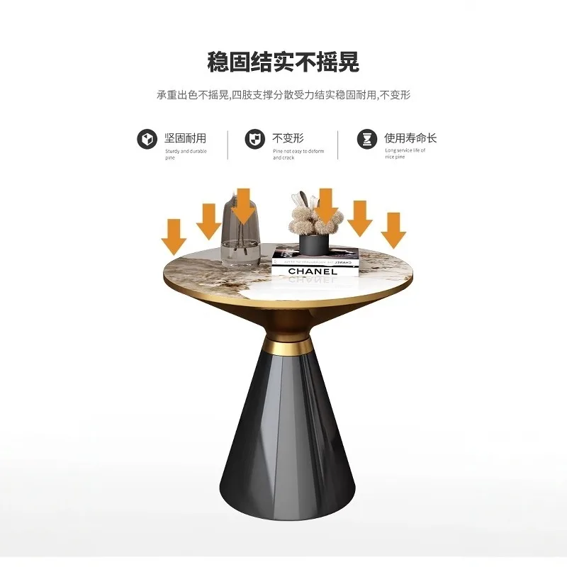 طاولة جانبية إبداعية من أردواز الشمال، طاولة زاوية صغيرة مستديرة وبسيطة لغرفة المعيشة والقهوة الحديثة #5