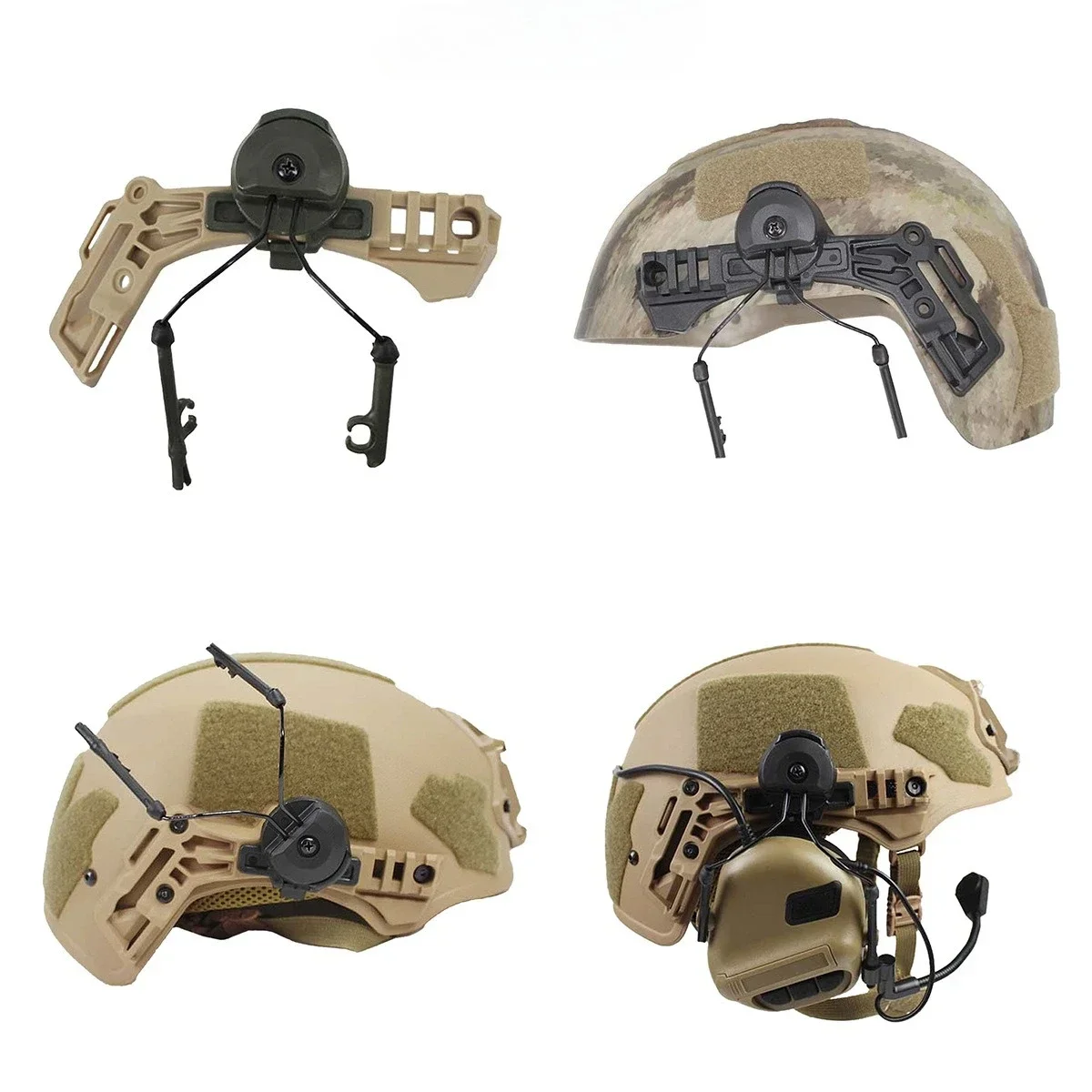 Tactical Headset Bracket Fast Helmet ARC Rail Adapter Set 360 Rotation For Comtac II Series Noise Cancelling Headsets