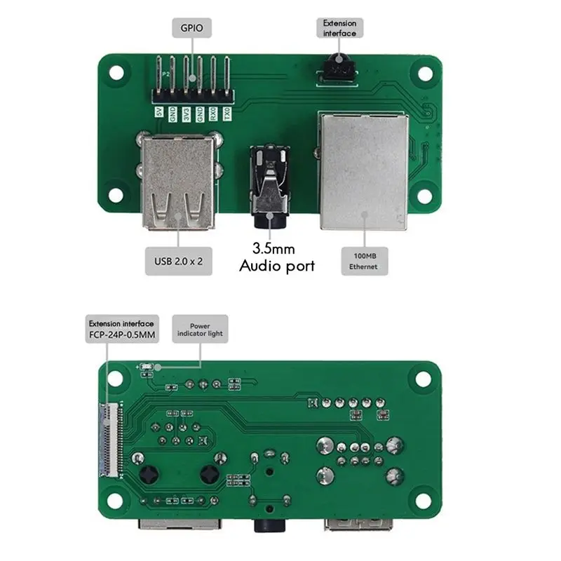 DT51 Expansion Board for WalnutPi ZeroW 100M Ethernet Port 2XUSB2.0 3.5mm Audio Output with Acrylic Base