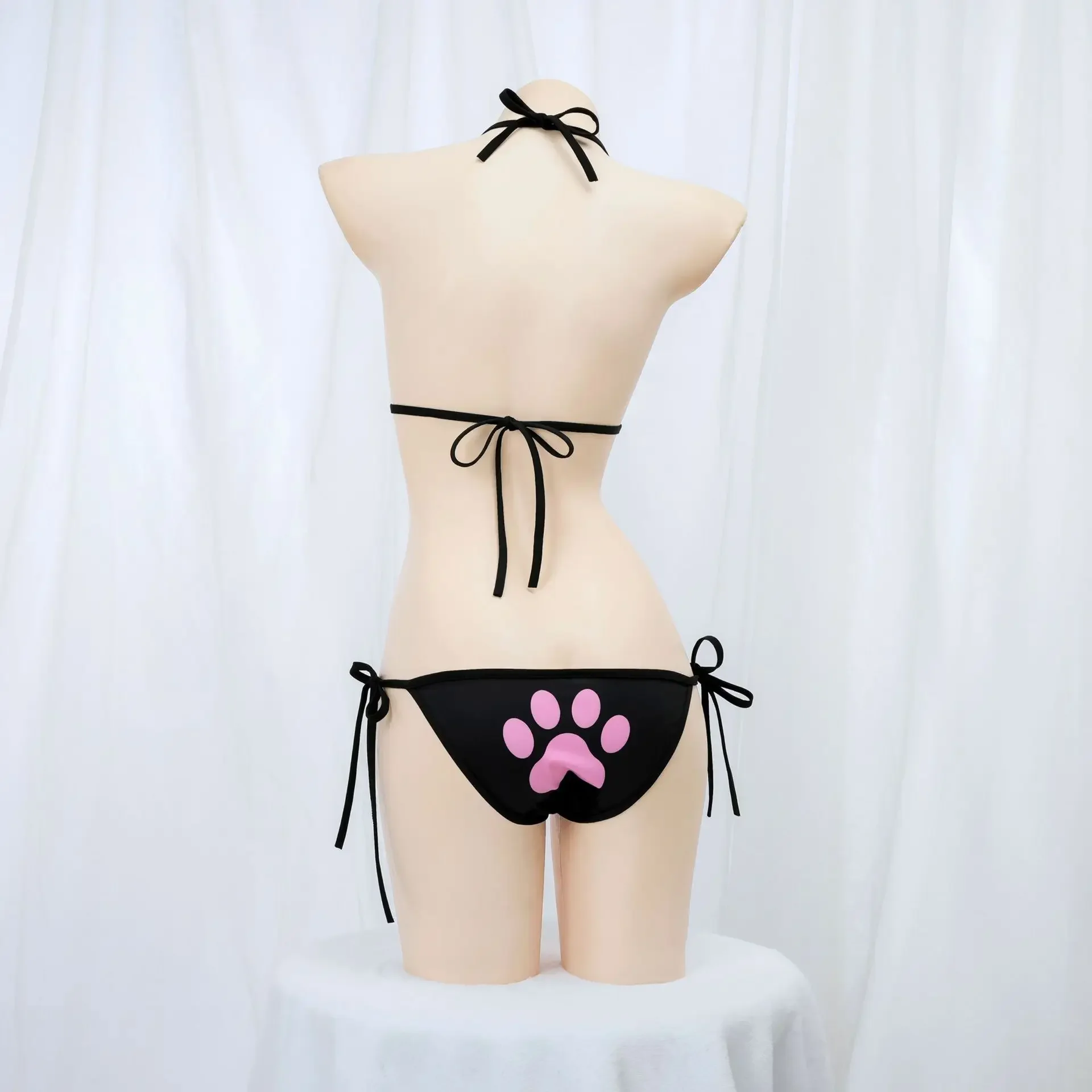 Anime Katze Pfote Bikini Set Katze Mädchen Cosplay Kostüm Verband Backless Badeanzug Nette Mädchen Unterwäsche Rolle Spielen Dessous Frauen Outfits