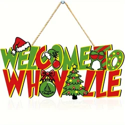Whoville Christmas Door Hanging Signs Welcome To Whoville Wooden Hanging Sign Christmas Tree Ornaments Front Door Decorations