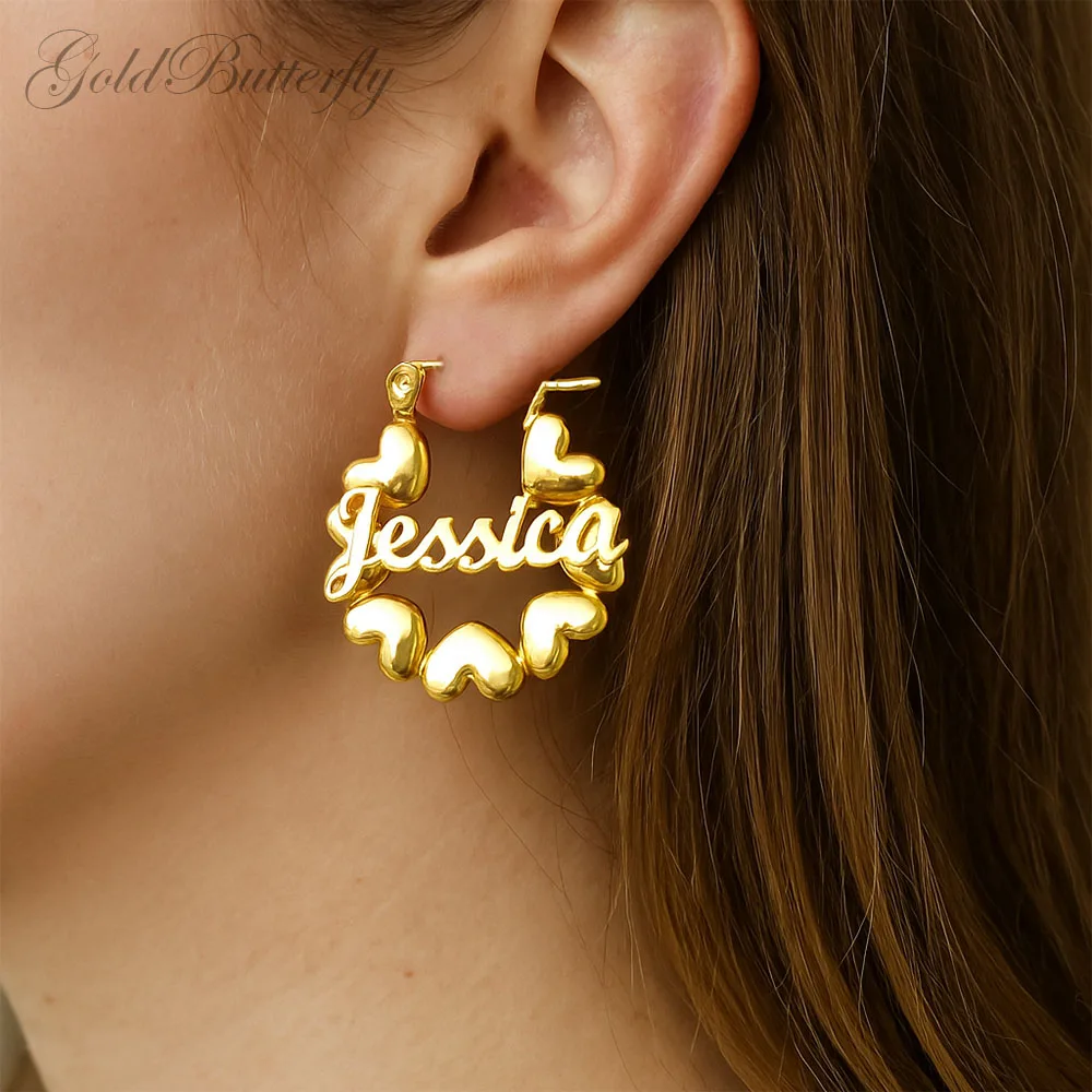 

Серьги с именем на заказ, персонализированные мини-серьги-кольца 23 мм, изящные позолоченные маленькие обручи, подарок для женщин, украшения на день рождения