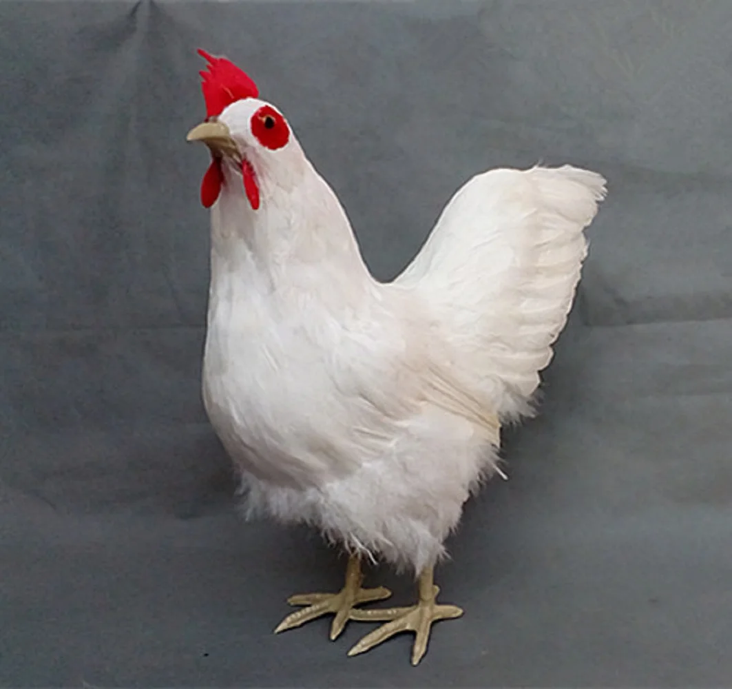 

new simulation big cock model plastic&furs real life white chicken gift about 42x40cm xf2043