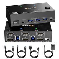 2x2 HDMI-Compatible KVM Switch 8K60Hz 4K@120Hz, Dual Monitor KVM Switch HDMI 2 Port and 4 USB3.0 Devices,With 12V Power Adapter