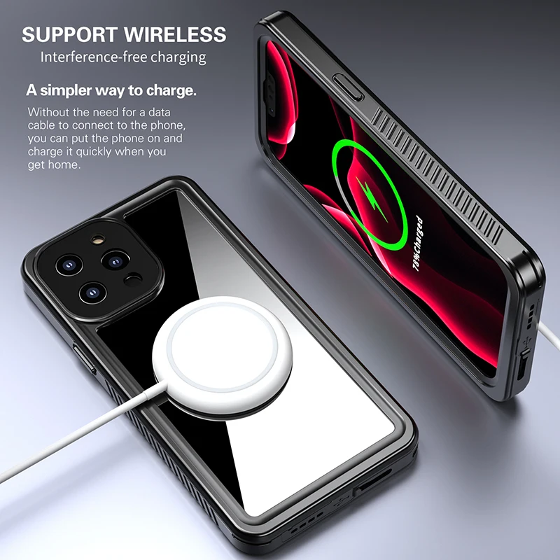 Waterproof Case for iPhone, Full Sealed IP68, Diving Swim Cover, 15, 14, 13, 12 Pro Max, Mini 11, XS Max, XR, 7, 8 Plus, 5 SE