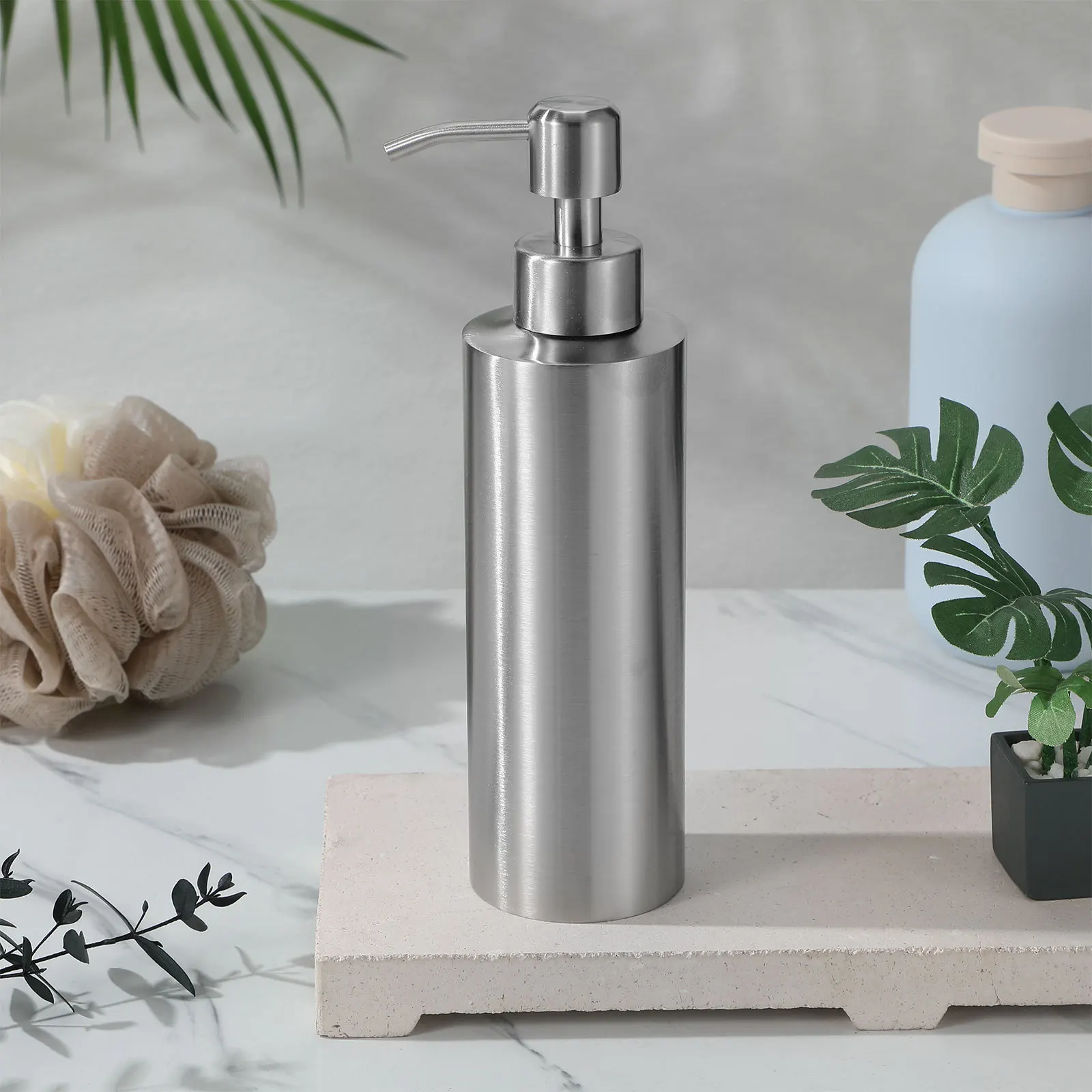 

Дозатор для мыла 350 мл, автоматический дозатор жидкости из нержавеющей стали для раковины в ванной комнате, столешница, мыло для рук, очищающее средство для лица