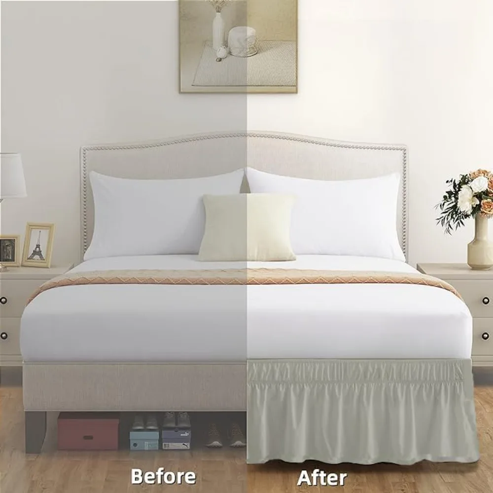 تنورة سرير Twin XL مقاس 39 × 80 مع قطرة 42 بوصة، مرنة قابلة للتعديل، تصميم مكشكش، غرفة جامعية ملفوفة حول الفراش #3