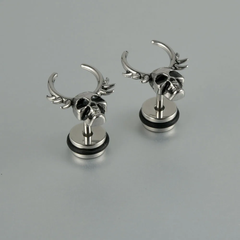 أقراط جمجمة فولاذية جراحية للرجال والنساء ، مجوهرات الثقب ، الفص ، غضروف الأذن ، الزنمة ، اللولب ، القوطية ، البانك ، زوج واحد