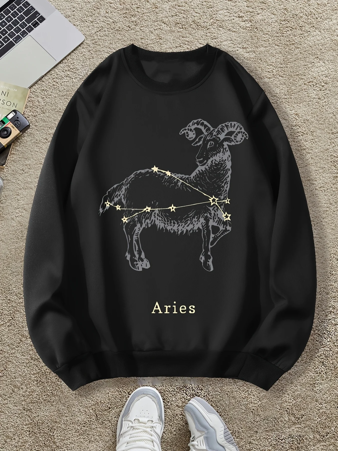 

Осенне-зимняя мужская и женская спортивная толстовка с длинными рукавами и принтом «Овен», повседневная и свободная уличная одежда