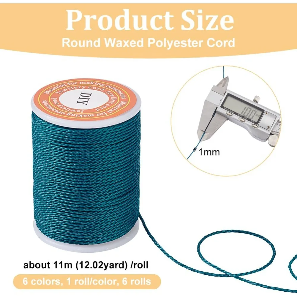 Cavo in poliestere cerato da 72,2 metri, 1 mm, filo cerato per cucire intrecciato, filo per cucire, filo di cera per la realizzazione di braccialetti