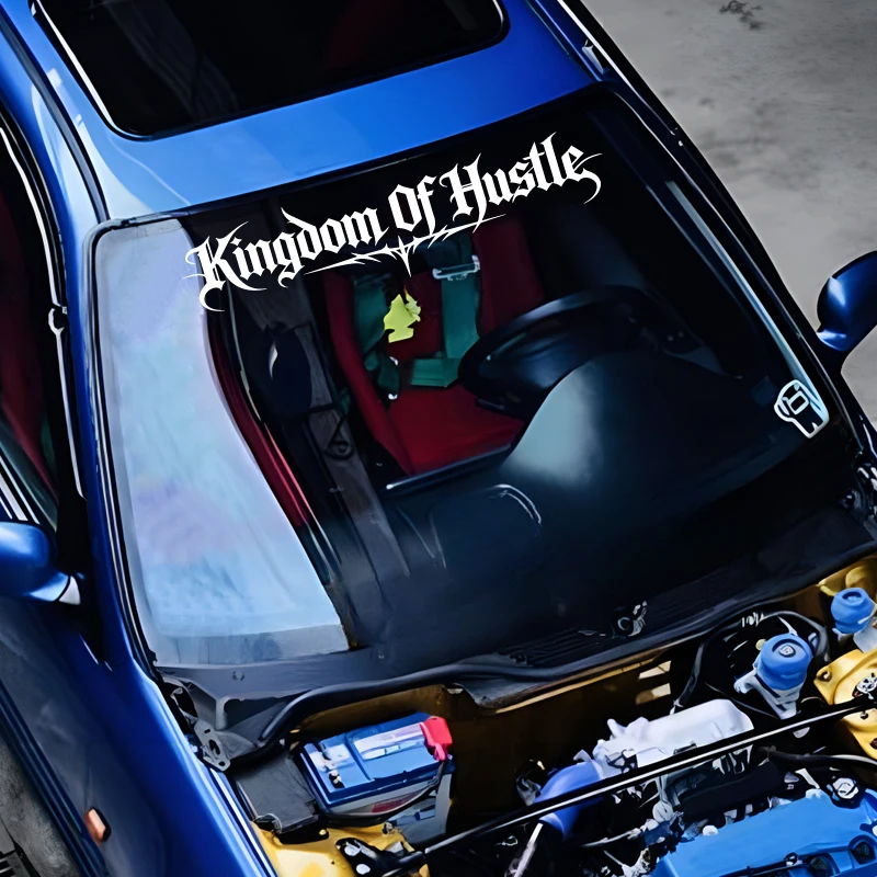 Kingdom Of Hustle Gothic Decal, Premium Waterproof Vinyl Sticker, Stylish Unique Car Decoration for Window, Truck & Motorcycle