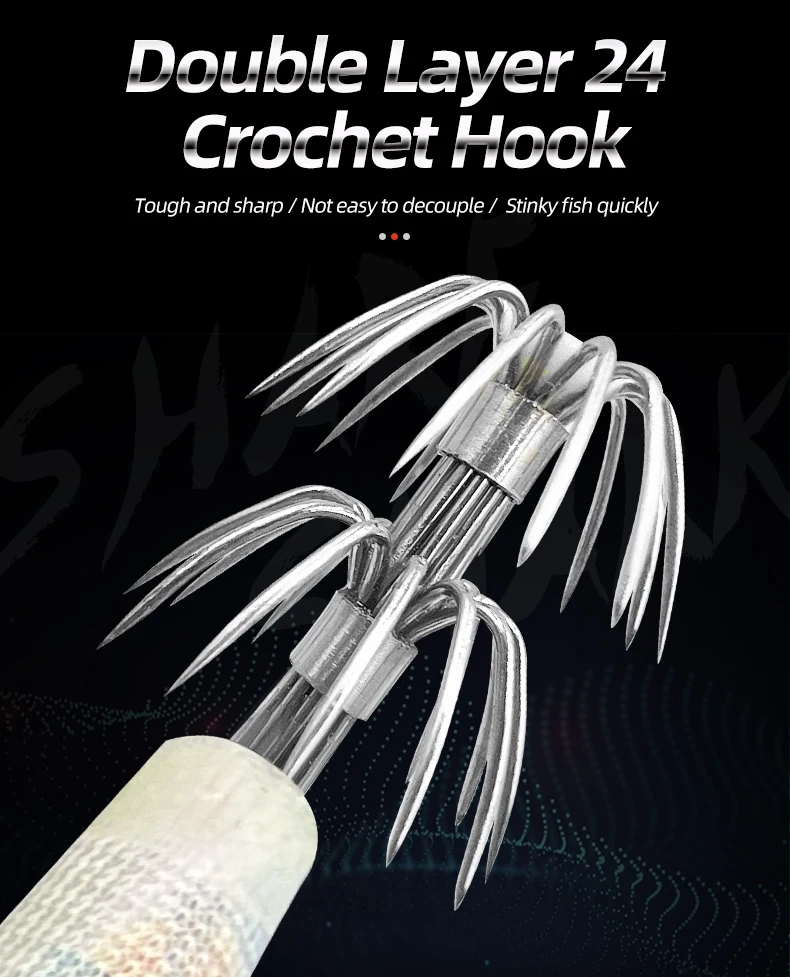 ShareShark 5 Stück/Beutel 2,5 # Leuchtender Holz-Garnelenköder für das Meeresangeln – Künstlicher Tintenfisch- und Sepiaköder – Detail 5