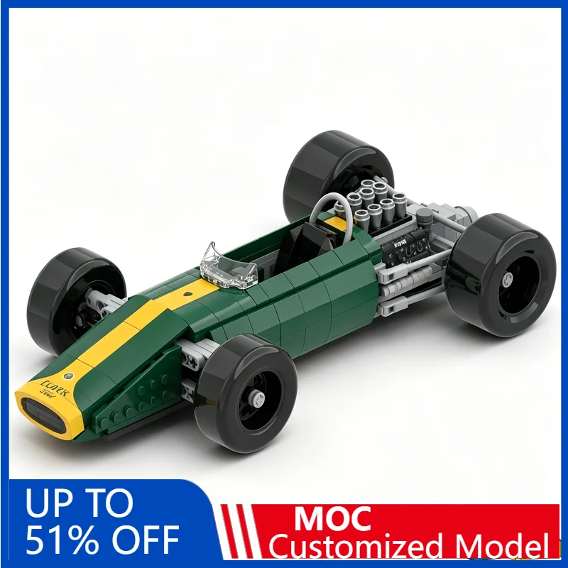 

483PCS 1967 Lotus MOC Type 49 Race Car Model Building Blocks Diy Education Assembly Toy Classic Racing Display Collection Gift