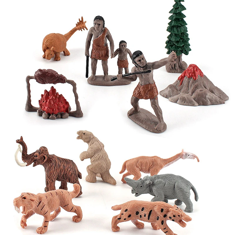 Simulation Human Evolution of Man Primitive Human Prehistoric Life and Animal Model Historical Educational Figurine Toy Kid Gift