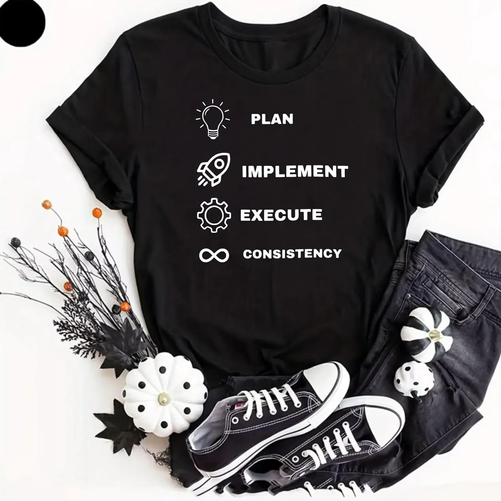 Plan Implement Execute Consistency Motivational T Shirt Funny Engineer Worker Mechanic Hard Working Dad Novelty  vintage