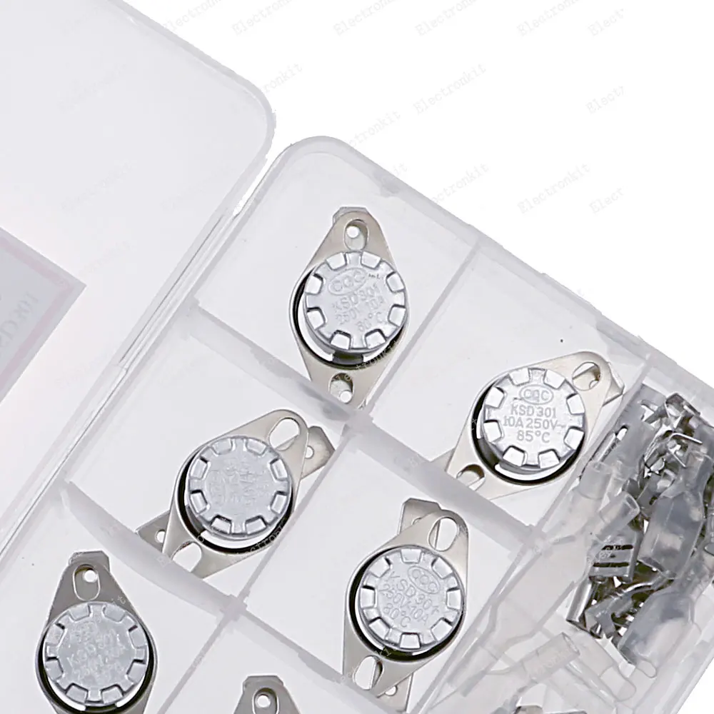 13pcs 13Value KSD301 Thermostat 40°C-100°C Temperature Thermal Control Switch Normally Close Assortment Mixed Box kit