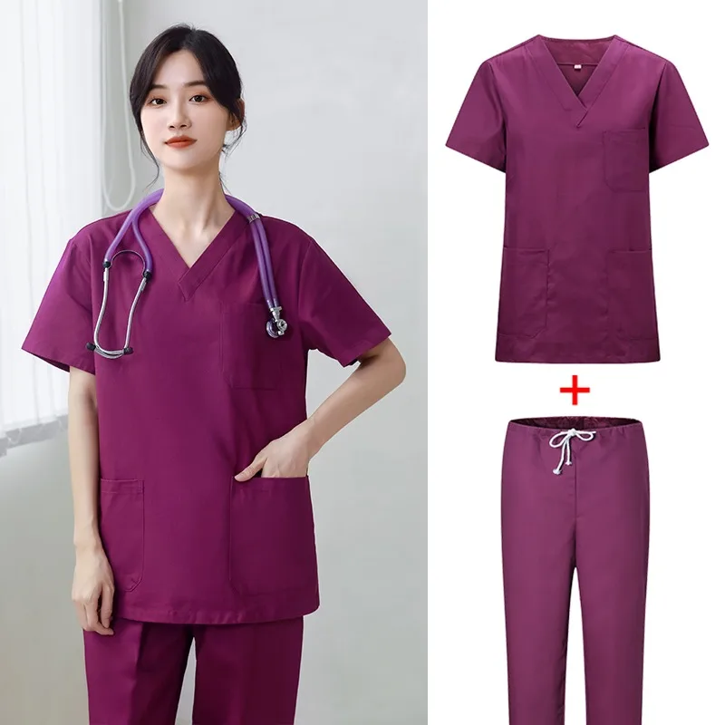 Handwashing Clothes Women's Cotton Operating Room Short Sleeve Brush Hands Oral Dental Surgeon Overalls