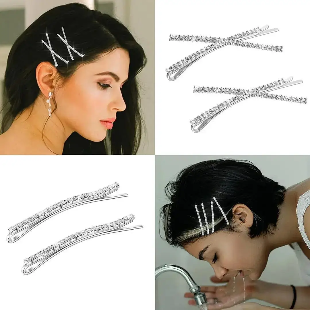 

Rhinestone X Shaped Hair Clips Cross Crystal Hairpins Simple Side Clip Bridal Headwear Barrettes Girls Fashion Hair Accessories