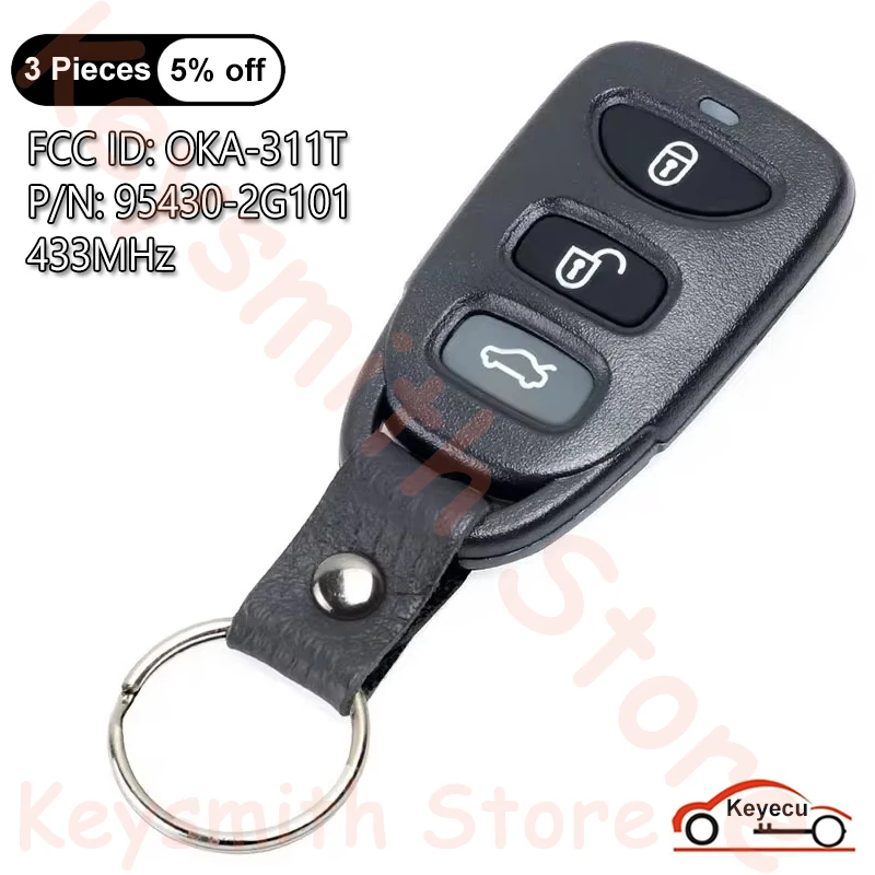 KEYECU 3+1 4 Buttons 433MHz for KIA Optima 2010 2011 Auto Upgraded Remote Control Key Fob FCC ID: OKA-311T, P/N: 95430-2G101