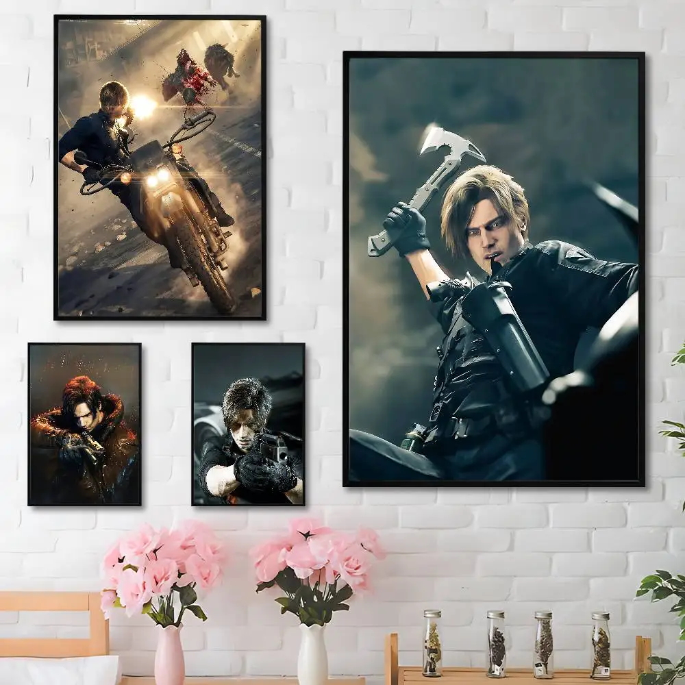 Leon Kennedy R-Resident E-Evil Club Bar Paper Vintage Poster Wall Art Painting Bedroom Study Stickers