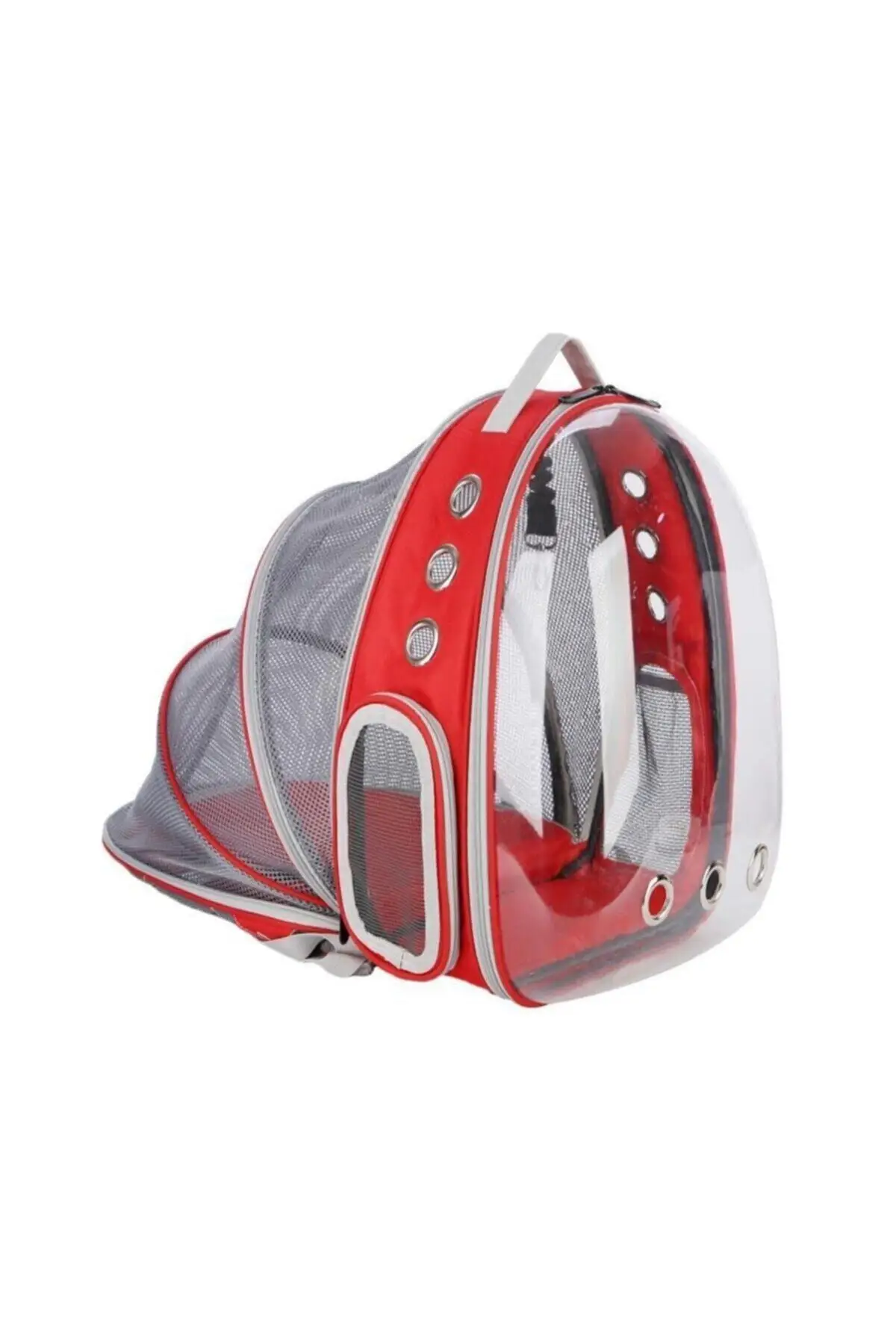 Meshed Openable Clear Astronaut Cat Dog Pet Carrier Bag Red