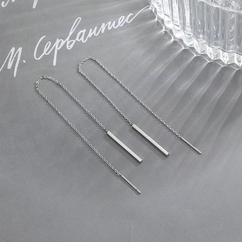 S925 argento ago nappa lunga catena orecchino a goccia per le donne Ear Line orecchini appesi gioielli da sposa regali eh1164