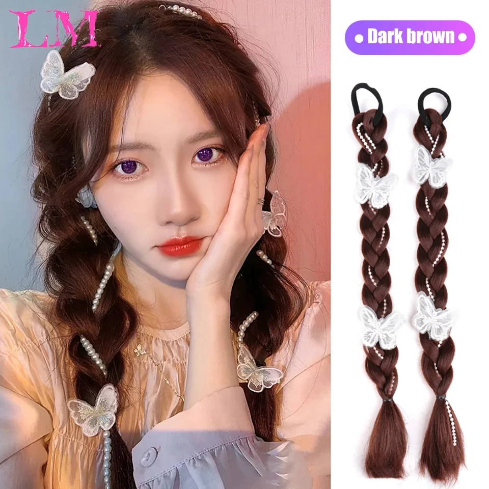 

LM Synthetic Long Twist Braid Ponytail Extensions With Butterfly Rubber Band Boxing Braided Hair Extensions For Women Daily Use