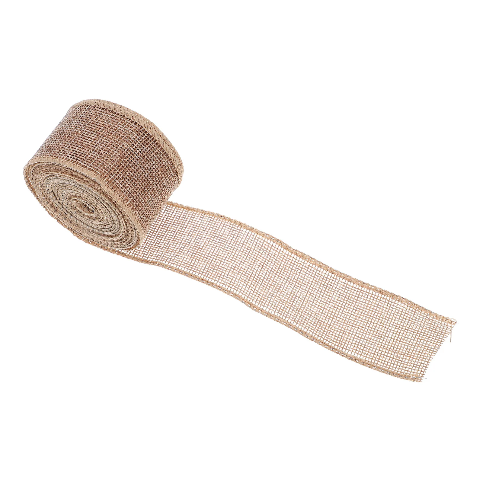 

4 Rolls 40Mm Wide Burlap Ribbon Khaki Linen Fabric For Diy Craft Wreaths Christmas Decorations Wrapping Bows Wedding Holiday