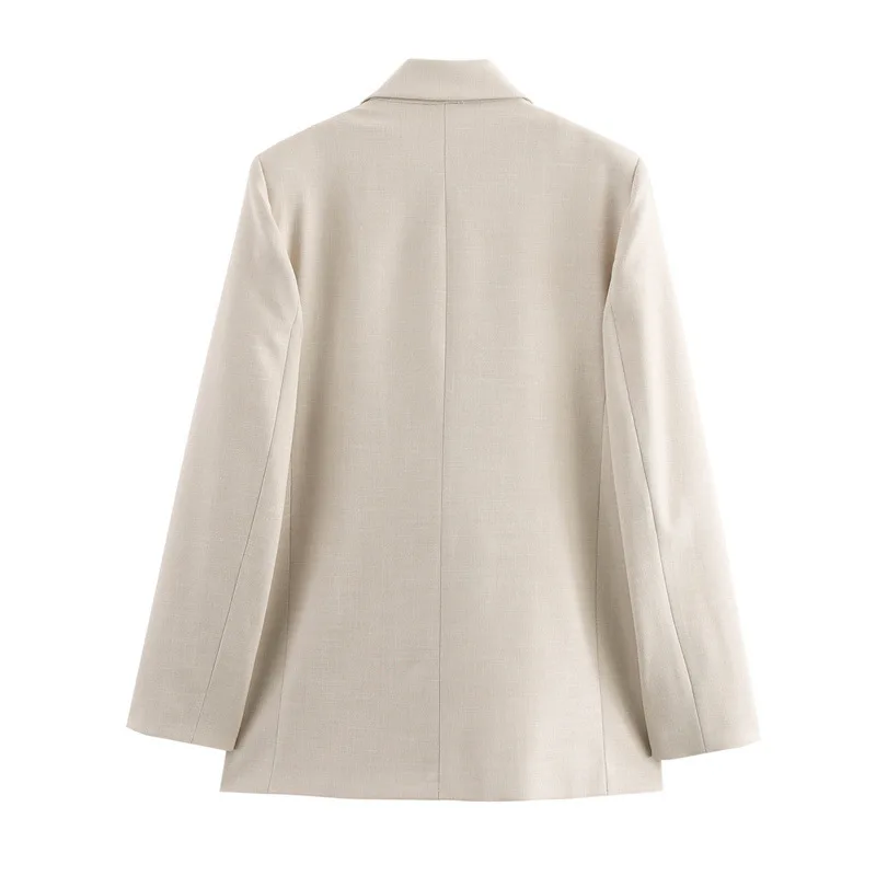 EAEOVNI Büro Dame Frauen 2-teiliges Set Mode Zweireiher Anzug Jacke + Hose mit weitem Bein Vielseitig 2025 Neue Kleidung 1A582