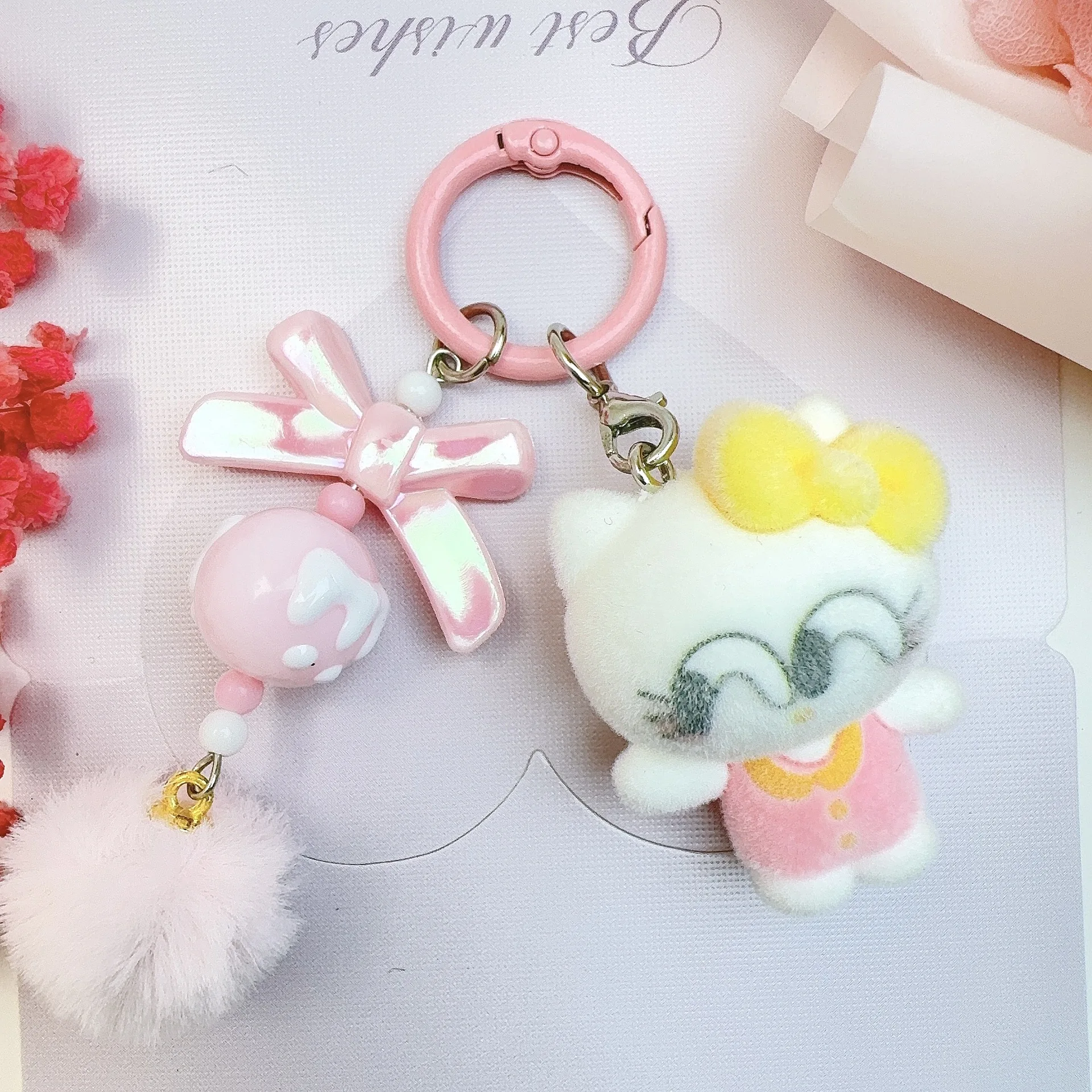 for Hello Kitty Keychain Moible Phone Backpack Hanging Keychain For Bags Keyrings Pendant Charms
