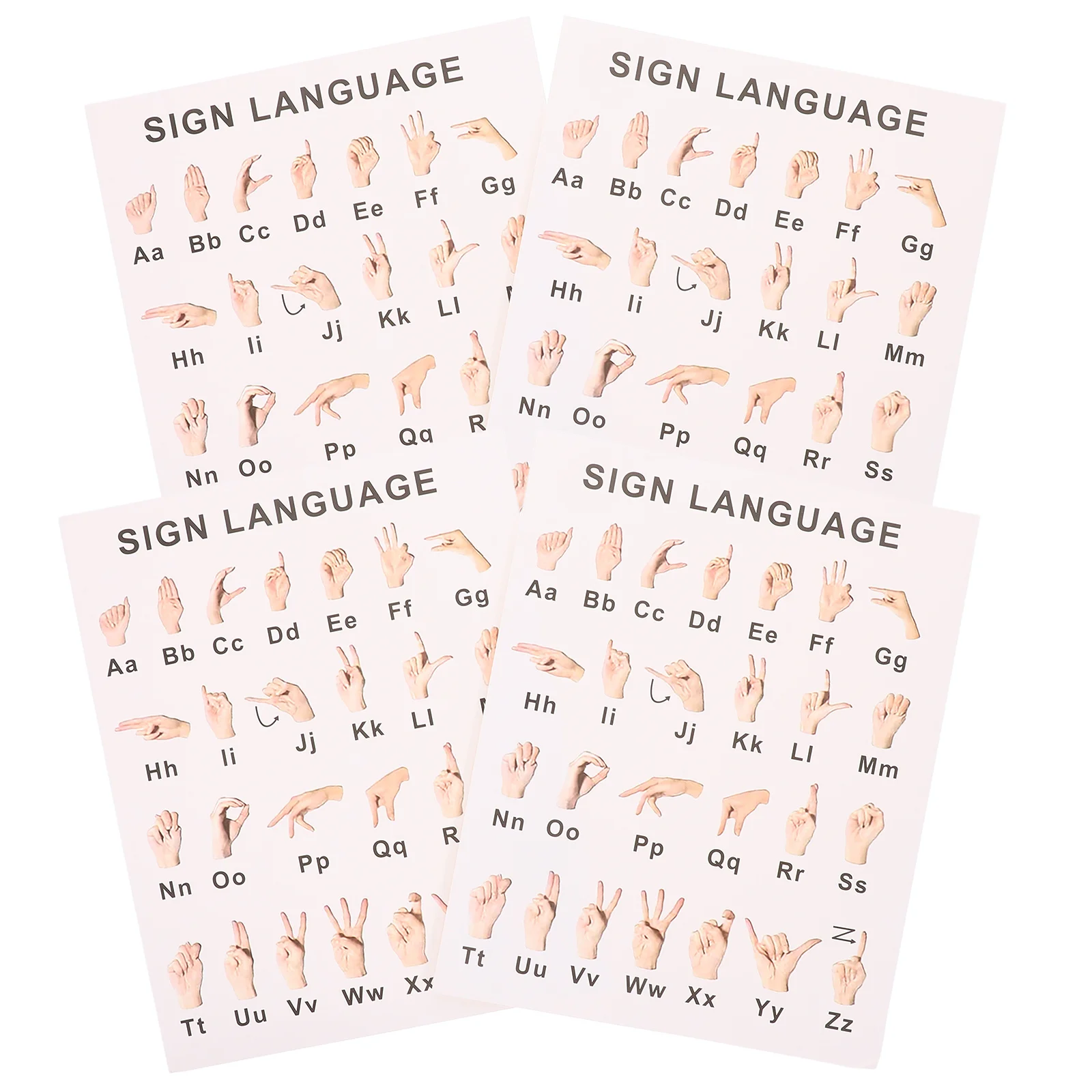 8 fogli di poster di apprendimento Asl, alfabeto linguistico dei gesti per principianti, aula, decorazione della parete di casa, grafico educativo