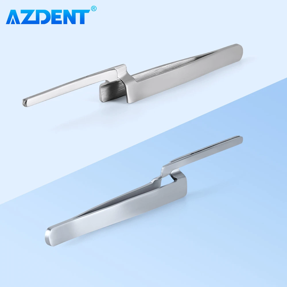 AZDENT Dental Occlusal Paper Tweezers Straight Curved Bite Articulating Paper Holder Serrated Plier Forcep Tool Stainless Steel