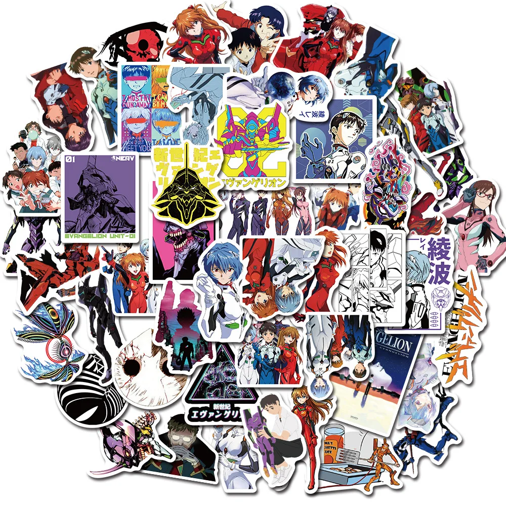 10/50Pcs Japan Anime Stickers Evangelion Decal Laptop Suitcase Luggage Skateboard Graffiti Phone Manga Stickers Kids Toy Gift