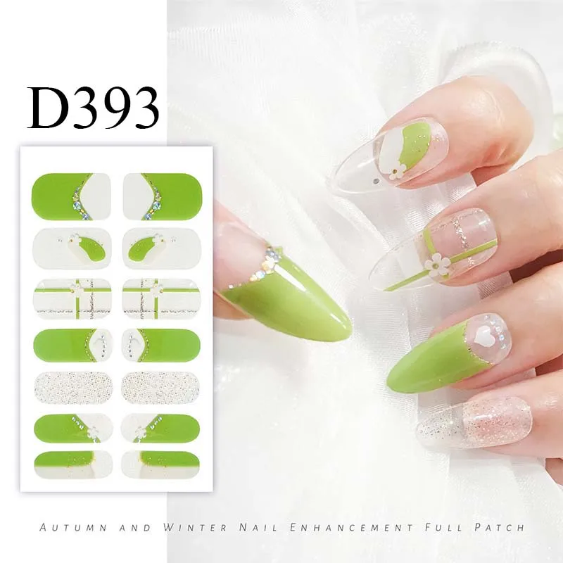 Color DIY Nail Wraps Full Cover Nails Sticker Art Decorations Manicure Adhesive Polish Nails Valentine Gift D393