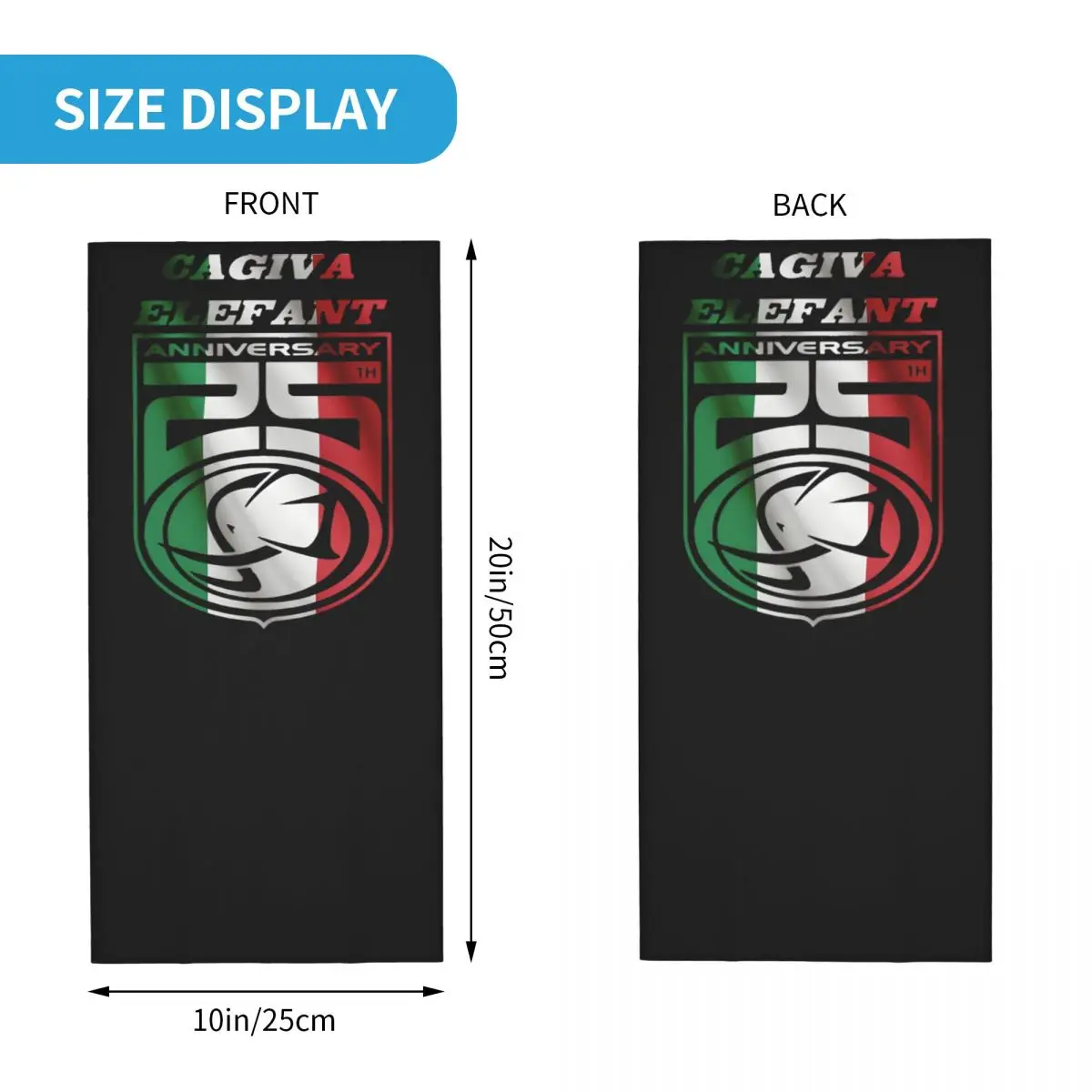 Elefant 25Year Anniversary Italian Flag Bandana Neck Gaiter Motorcycle Club Cagiva Moto Wrap Scarf Cycling Scarf Hiking Unisex