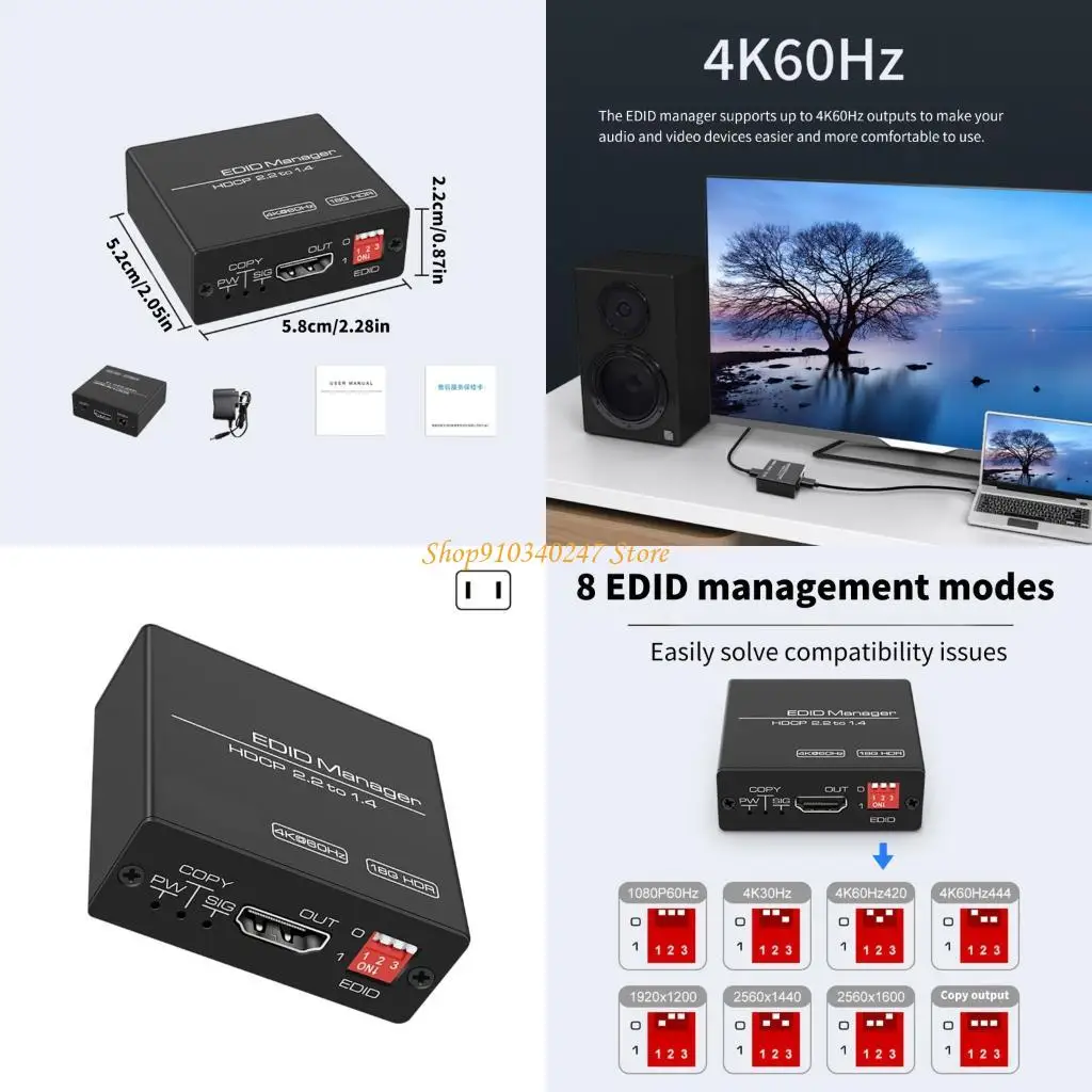 

Q22A HDTV-compatible EDID Emulator 4K 60Hz Copier For Resolves Device Management