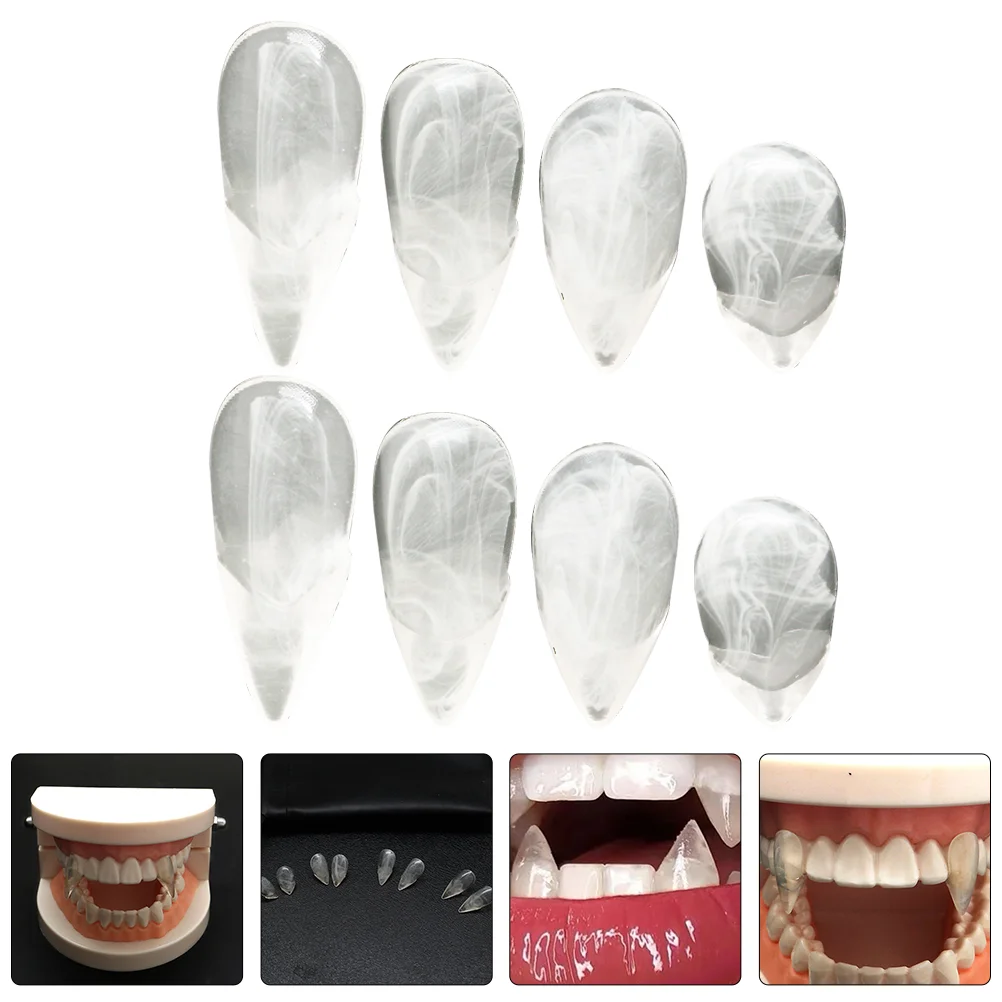 4 pares de dentes falsos vampiro fang cosplay dentes cosplay festa adereços halloween falso fang vampiro dentaduras