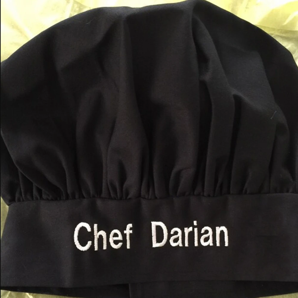 Adjustable Personalized Embroidery Name Chef Hat Solid Color Custom Men's Women's Home Kitchen Hat Unique Birthday Gift Hats