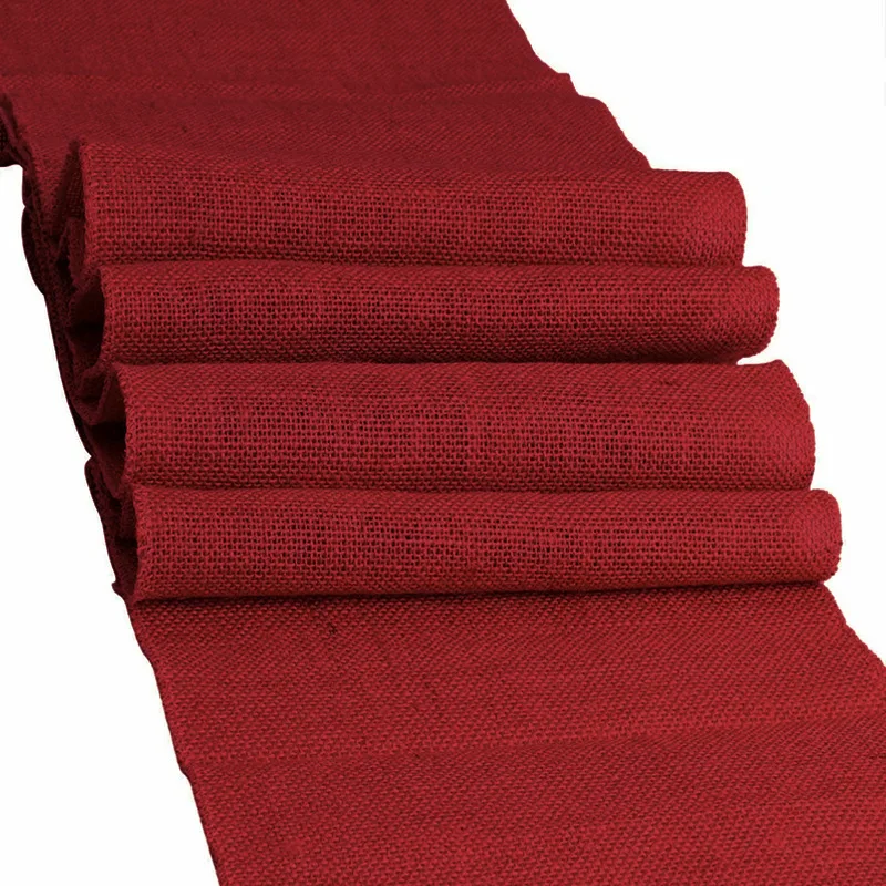 Tovaglia Vino Rosso Lino grezzo Bandiera da tavolo Tema rurale Festa Decorazione della tavola di nozze Tovaglia con bandiera da tavolo