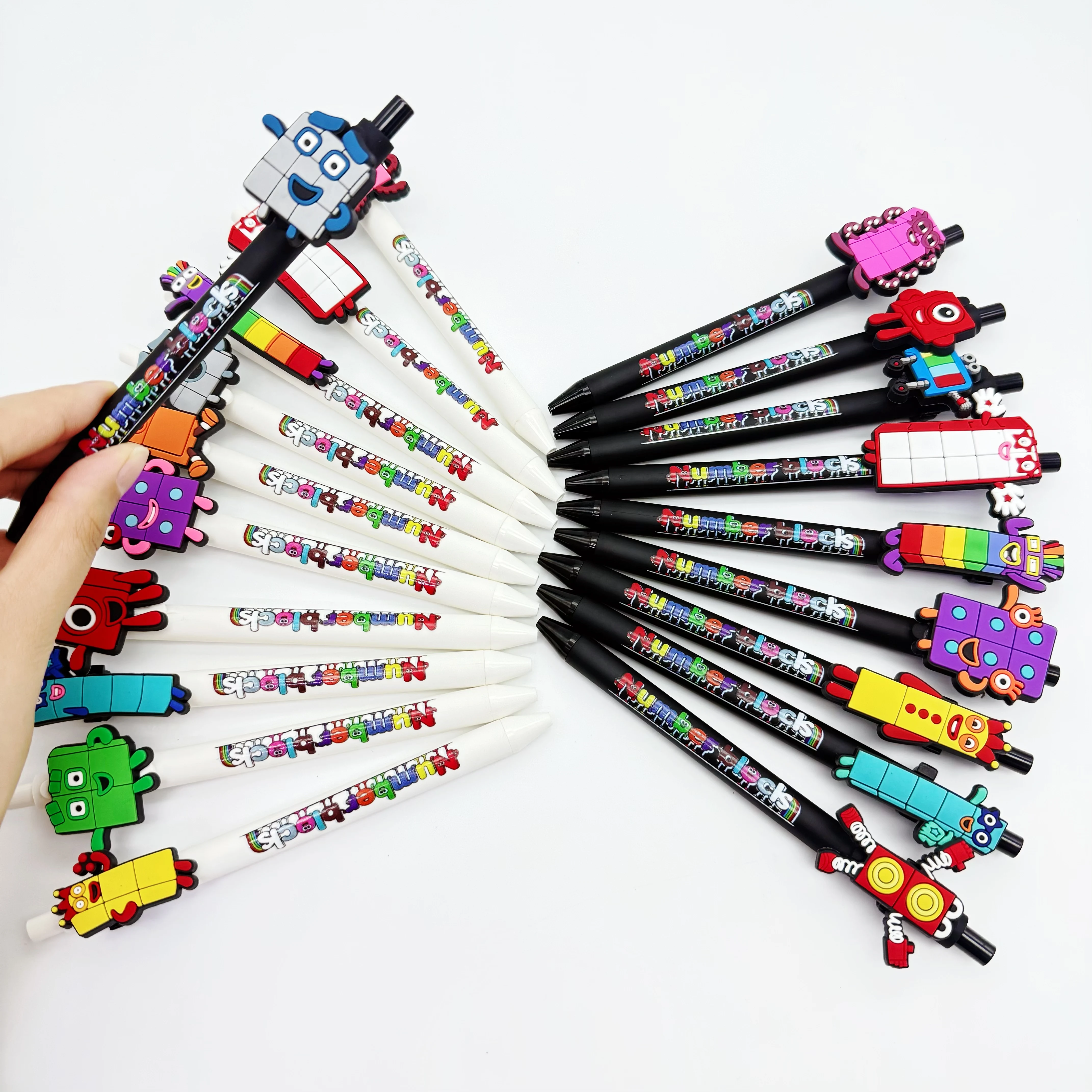 

16pcs/30pcs Building block shaped ballpoint pen Black and white pen holder Writing gift pen Daily office study stationery
